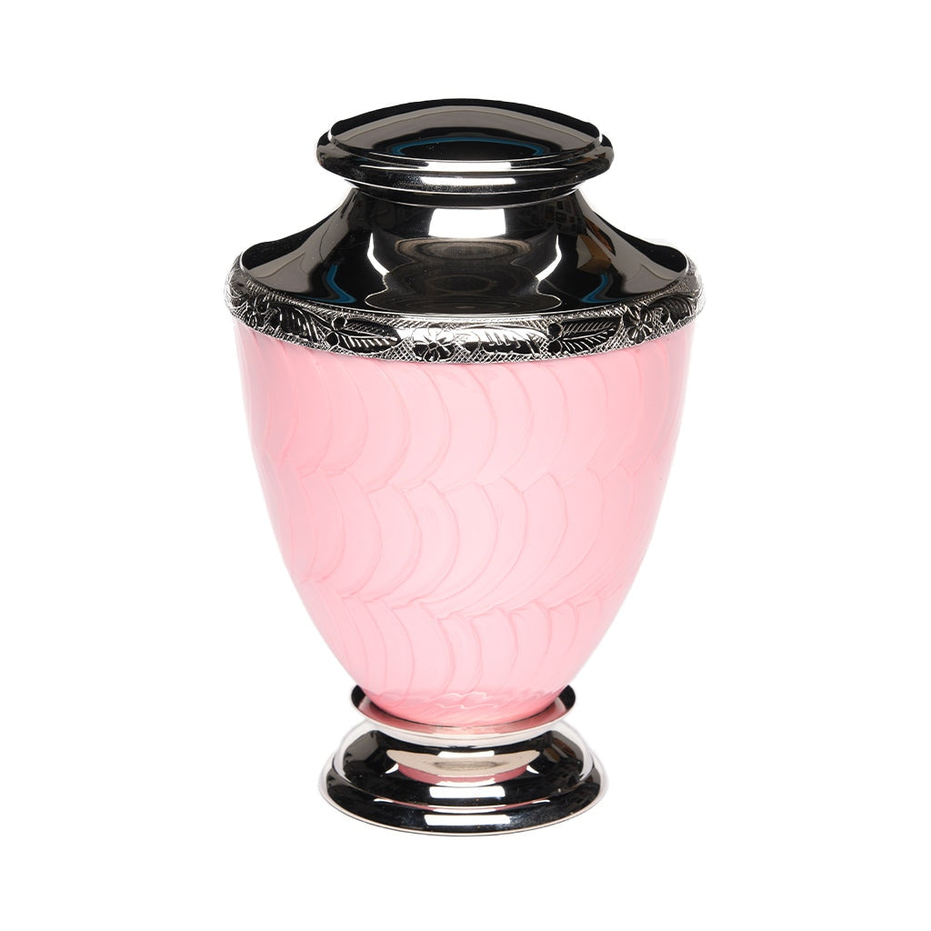 ADULT Brass-Alloy Urn -5600- Nickel Plated Brass & Enamel Pink