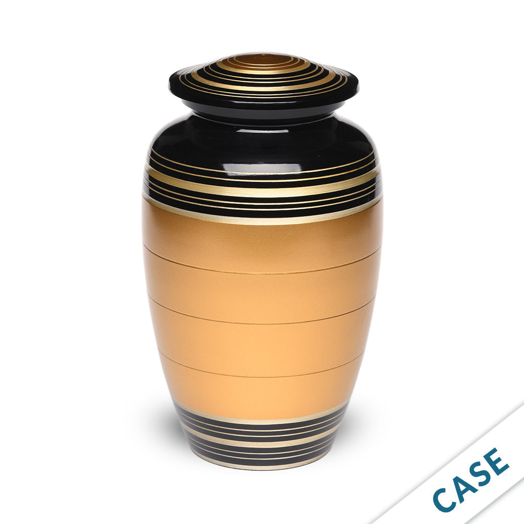 ADULT - Alloy Urn -6174- Bronze, Gold & Black Stripes - Case of 4