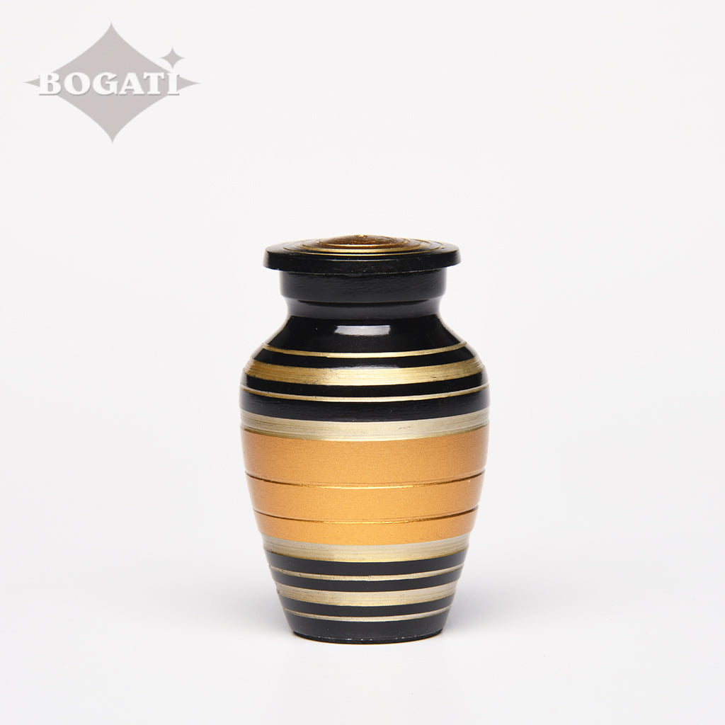 KEEPSAKE - Alloy Urn -6174- Bronze, Gold & Black Stripes