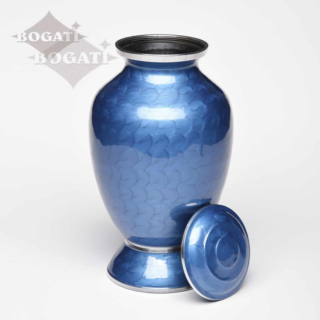 ADULT - Alloy Urn -6176- Blue Enamel Vase-Style