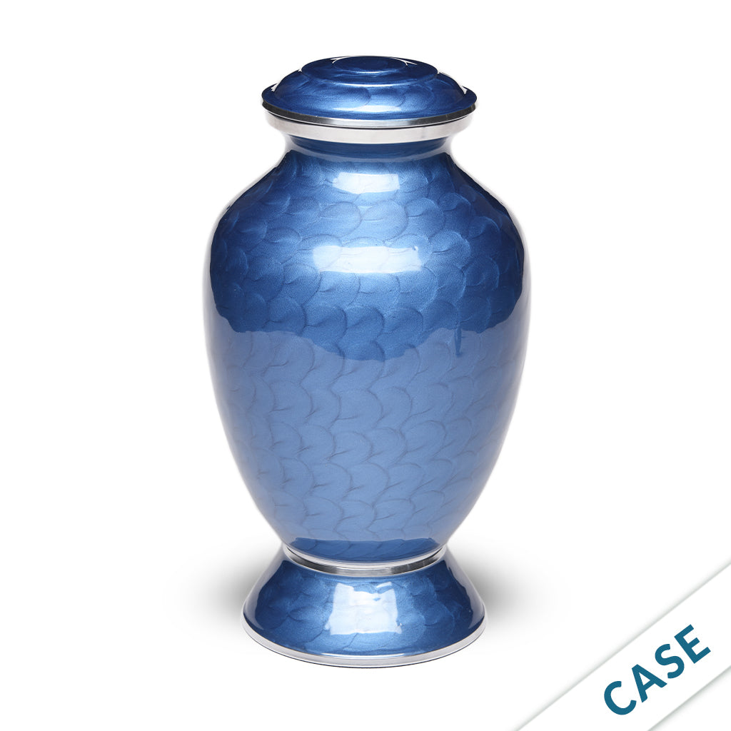 ADULT - Alloy Urn -6176-  Blue Enamel Vase-Style - Case of 4