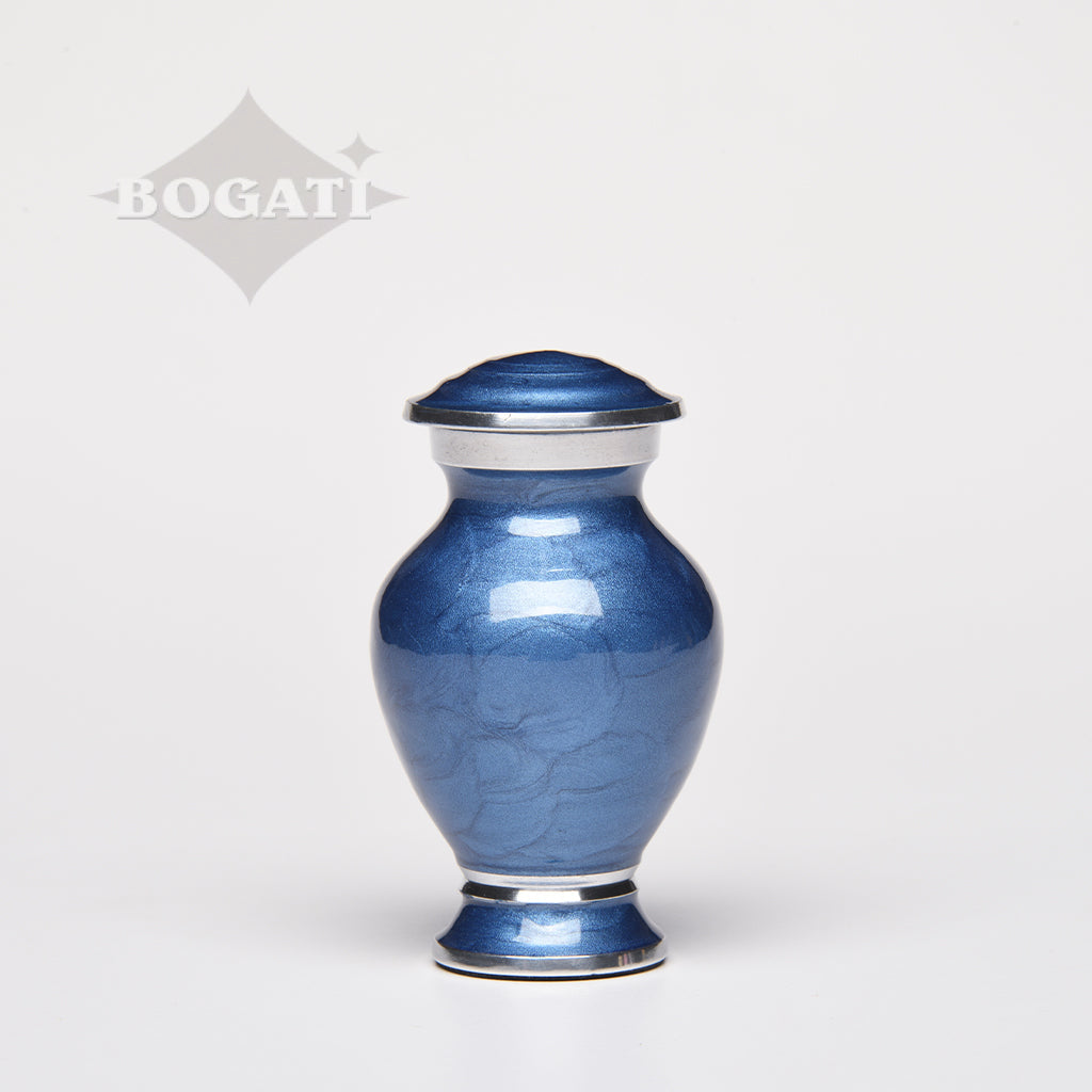 KEEPSAKE - Alloy Urn -6176- Blue Enamel Vase-Style
