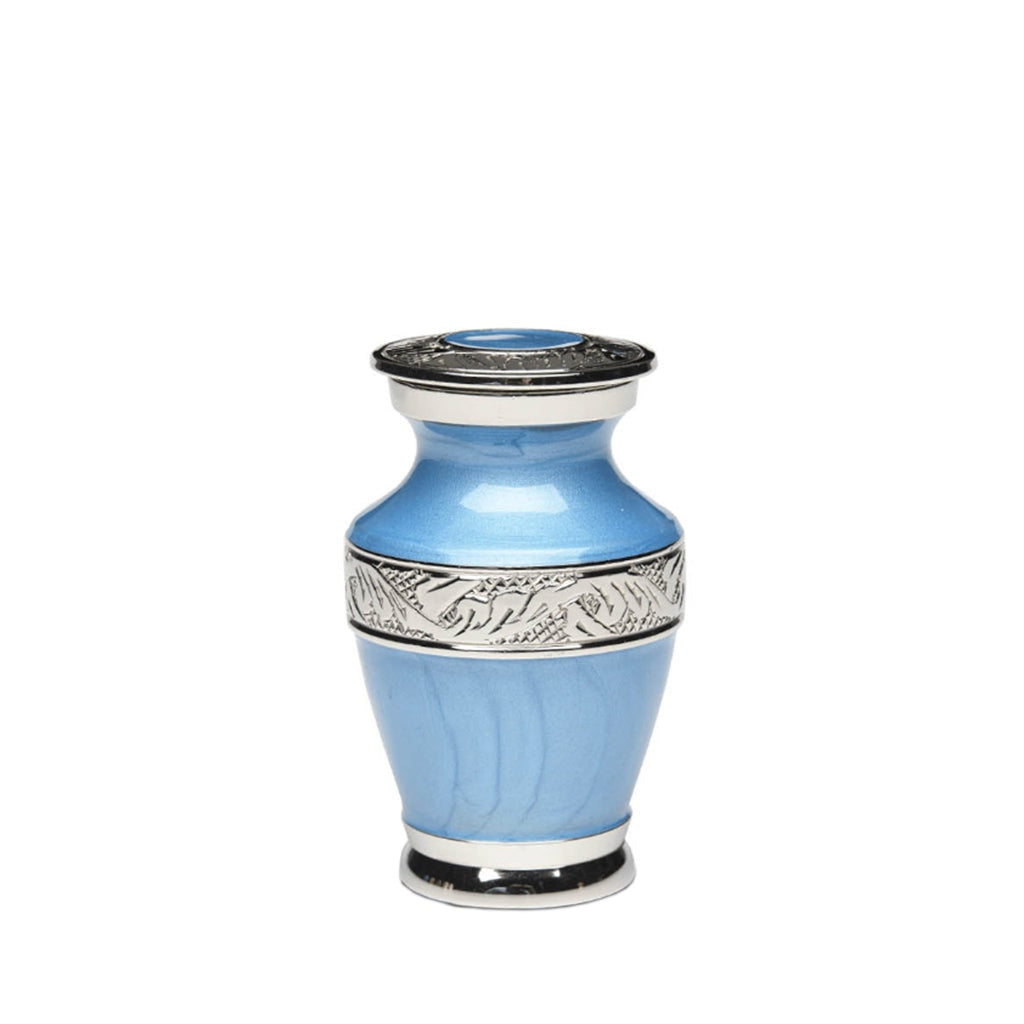 KEEPSAKE Nickel plated Brass urn -8804- Enamel finish Light Blue