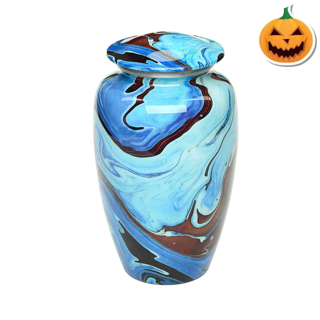 ADULT Classic Alloy Urn -9006- Brown and Blue Swirl
