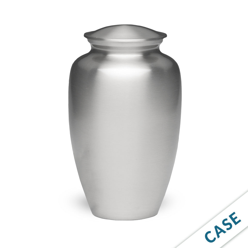 ADULT – Classic Alloy Urn AU-CLB - Brushed Silver Look - Case of 4