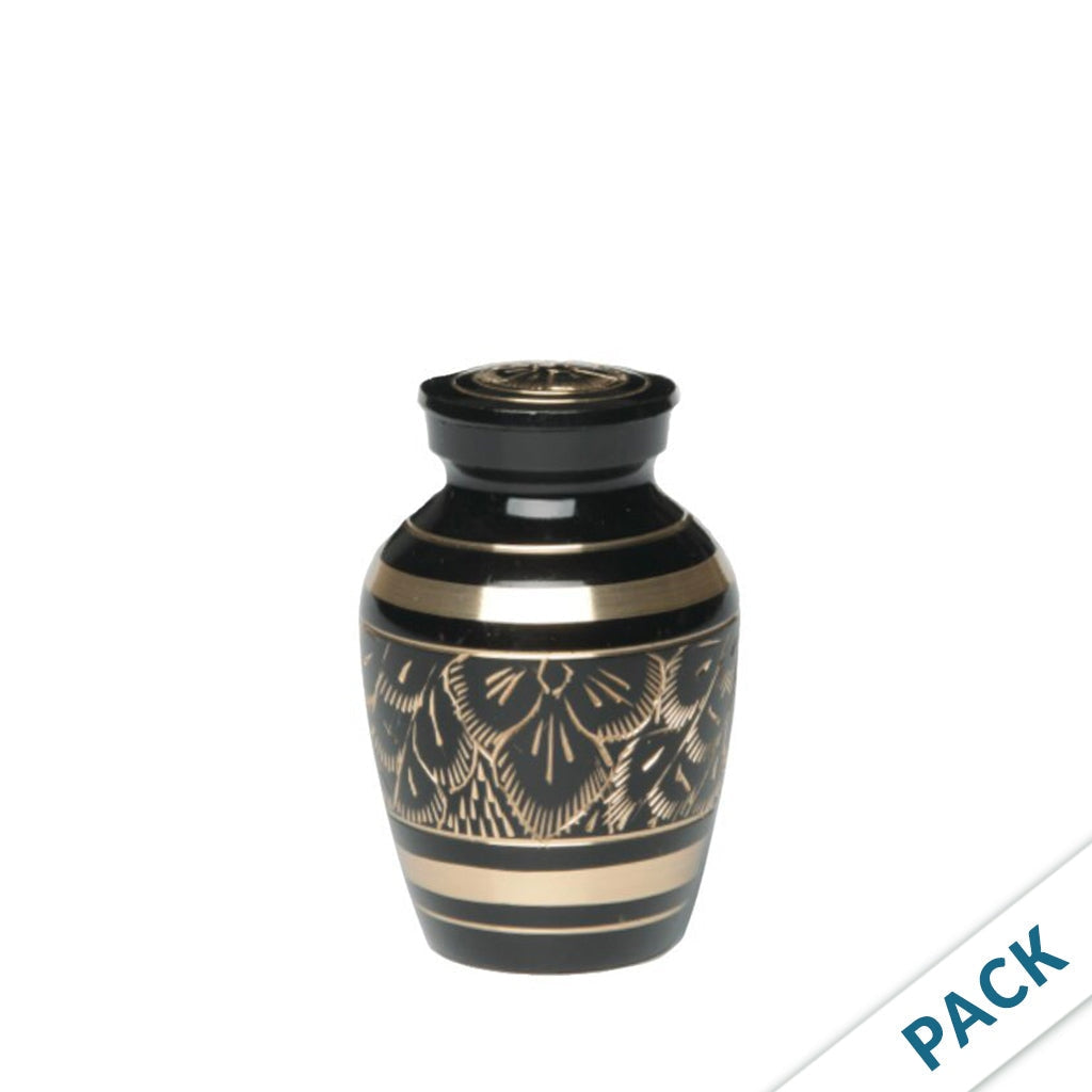 KEEPSAKE - Classic Brass Urn -1574- Black and Gold Etched - Pack of 10