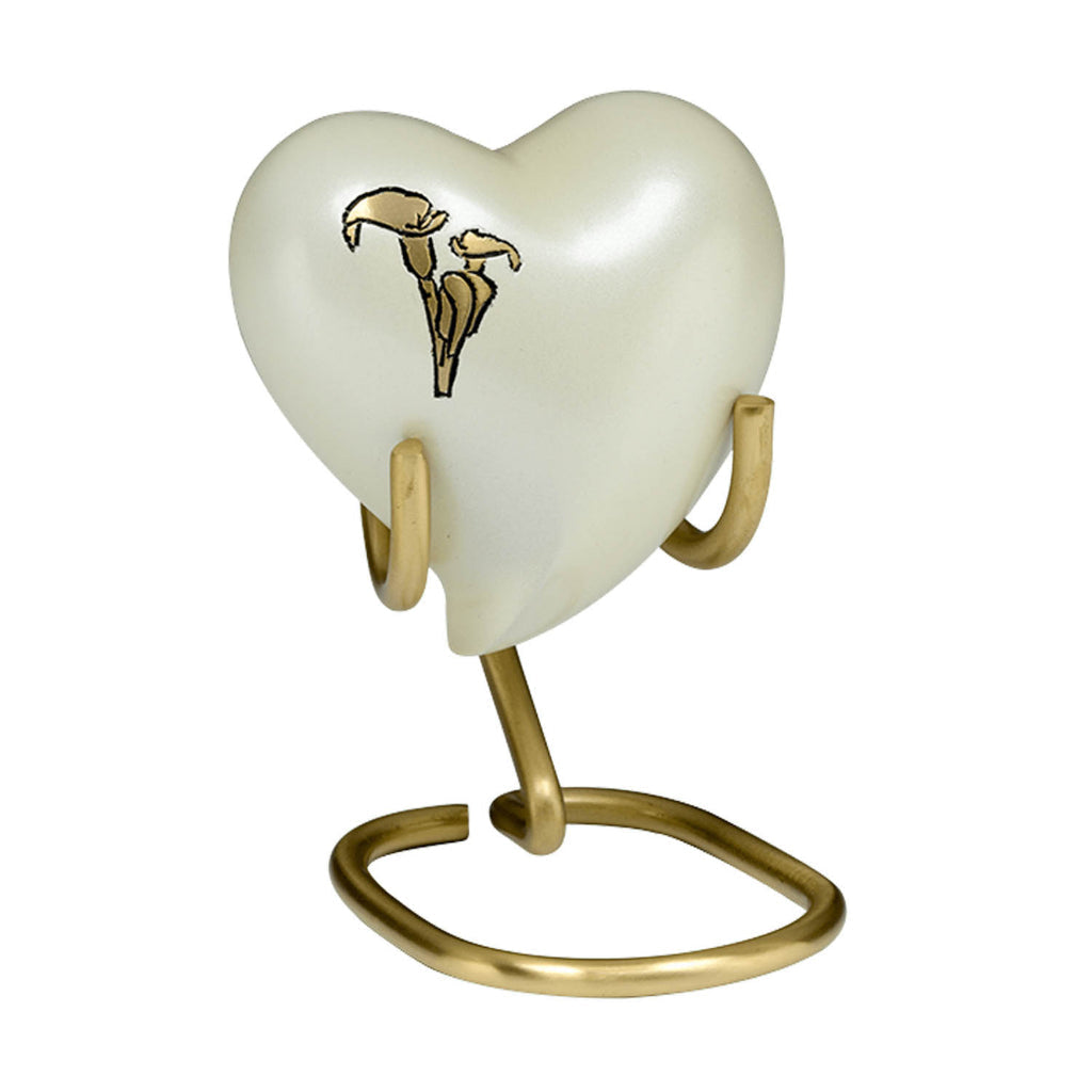 IMPERFECT SELECTION - KEEPSAKE Brass urn -3239- Heart shaped - Lily