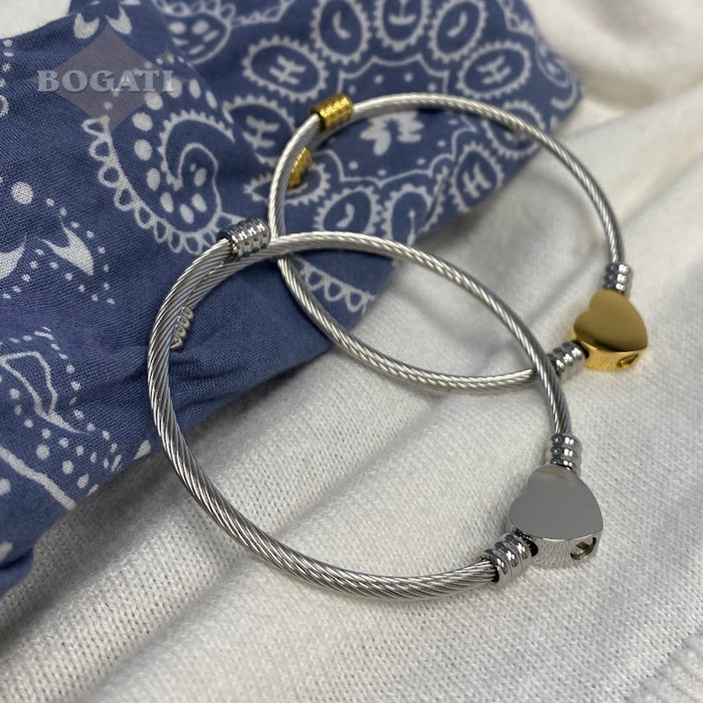 J-Brac-19 Cable Bracelet With Heart