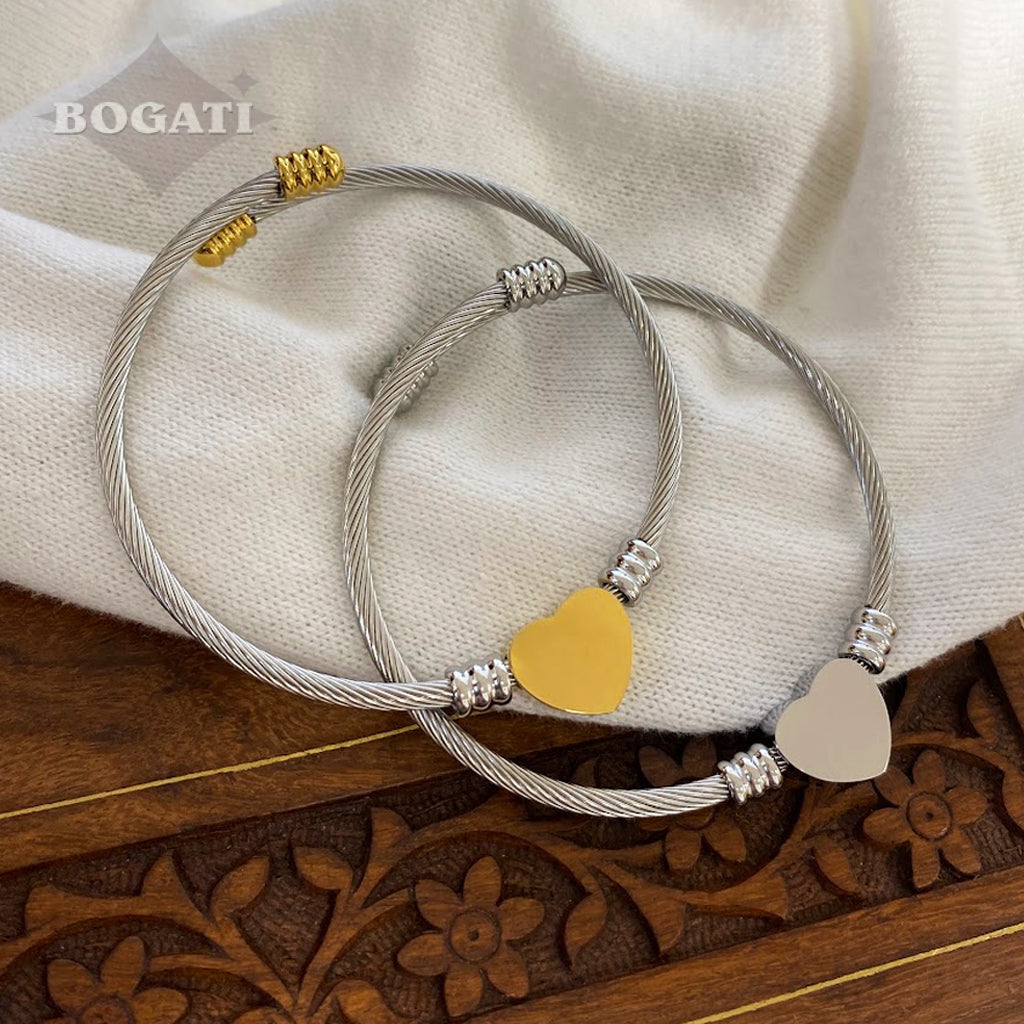 J-Brac-19 Cable Bracelet With Heart