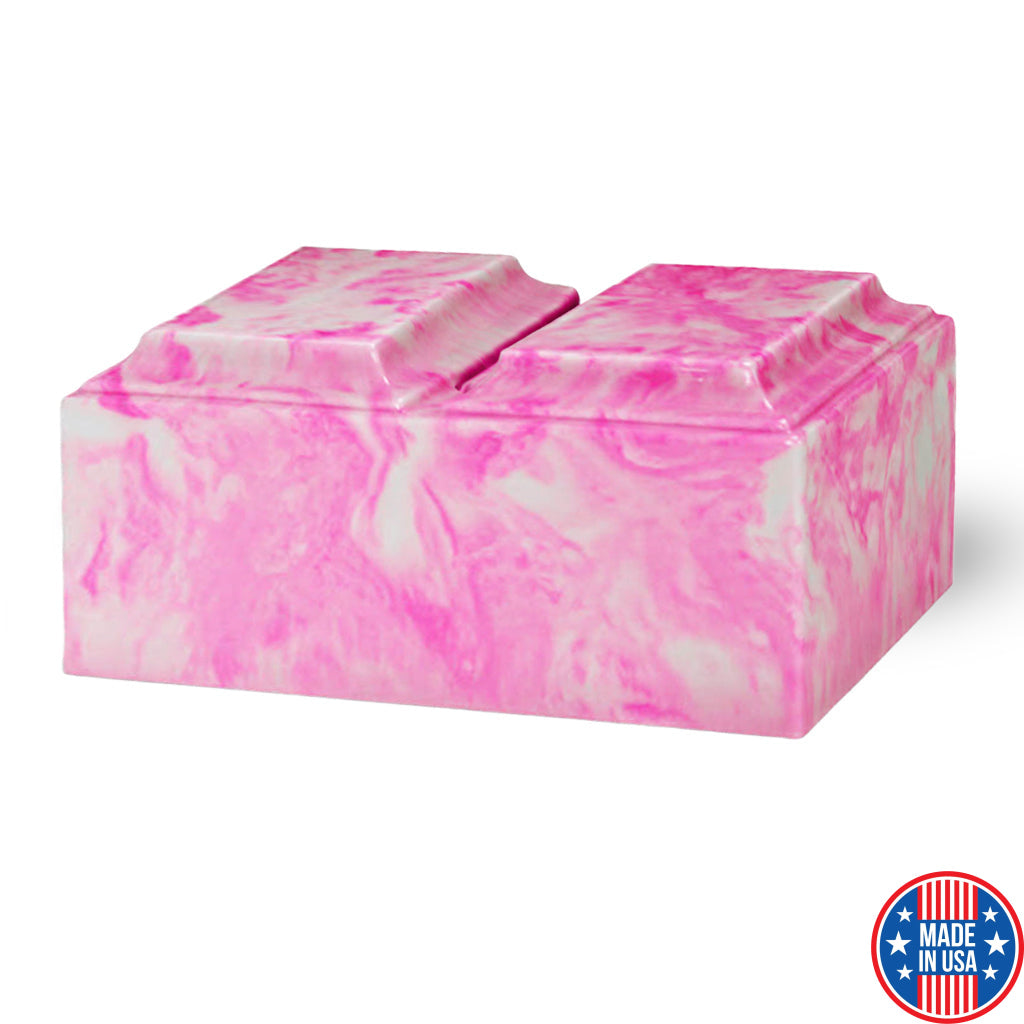 ADULT Cultured Marble Tuscany Double Companion Urn Carnation