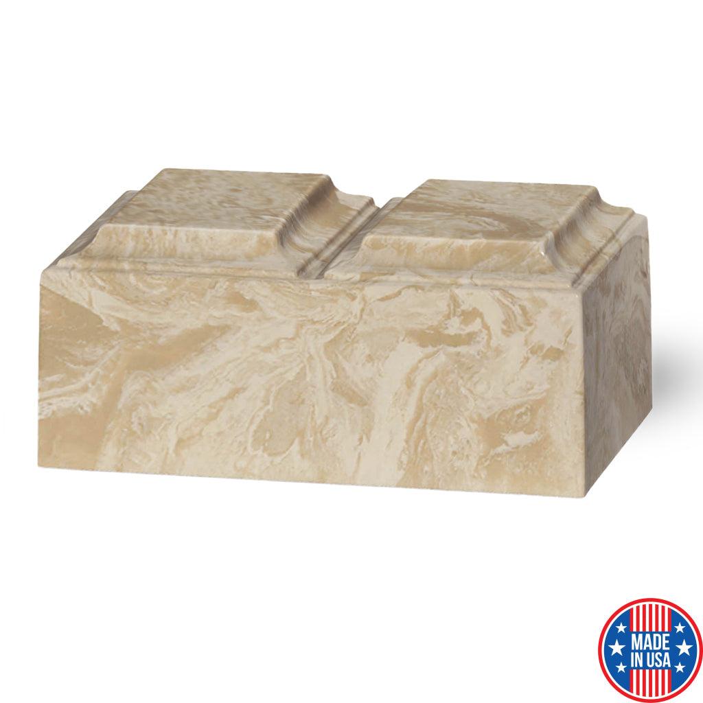 ADULT Cultured Marble Tuscany Double Companion Urn Creme Mocha
