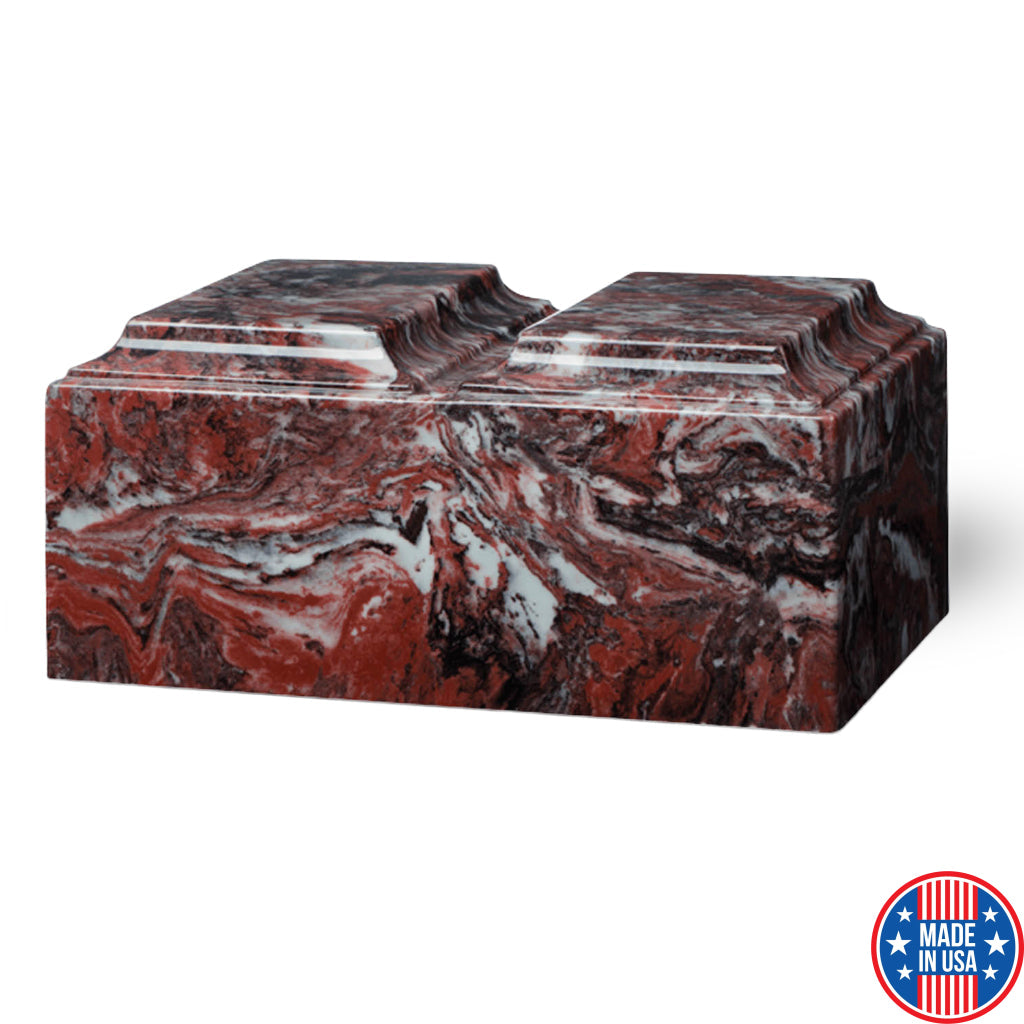 ADULT Cultured Marble Tuscany Double Companion Urn Fire Rock