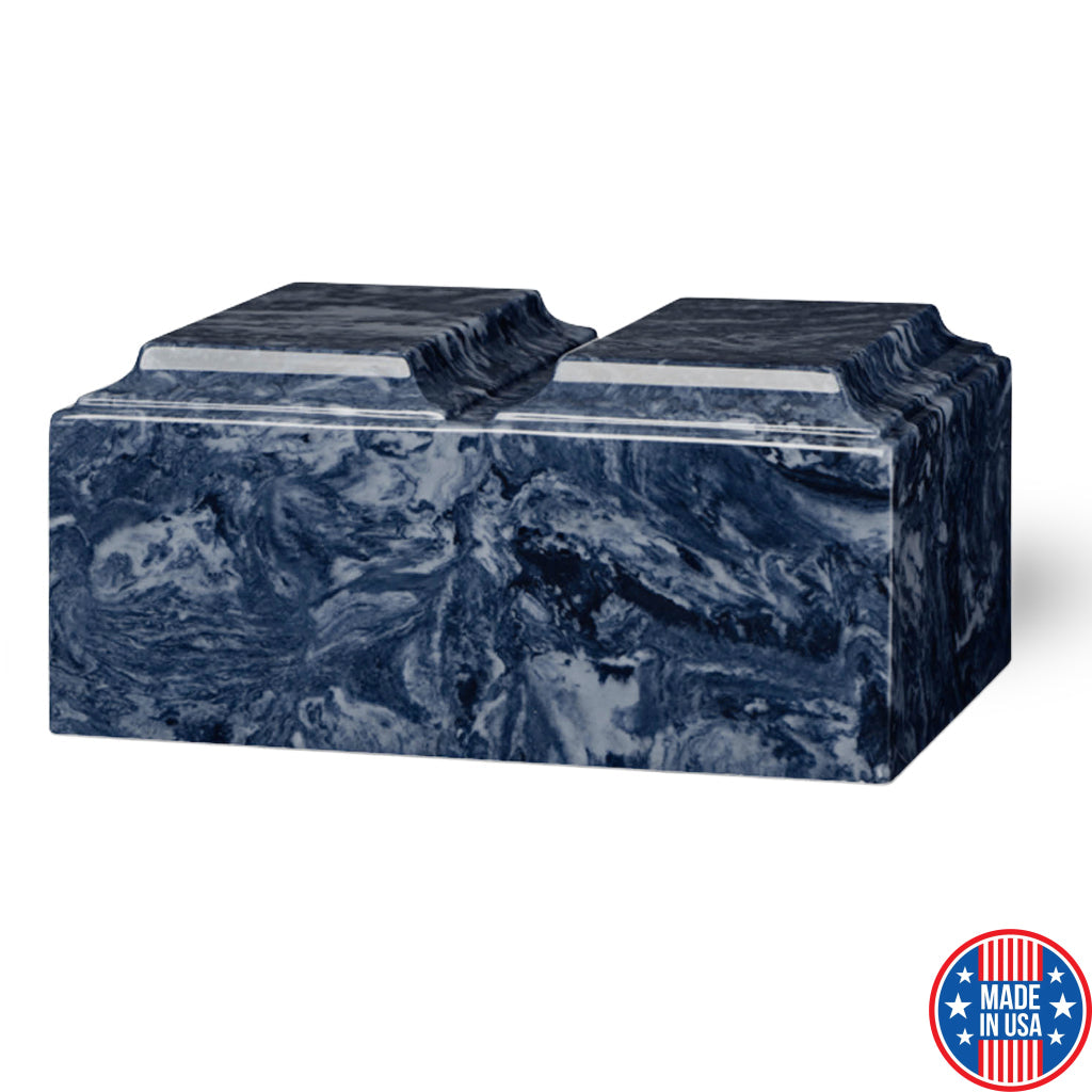 ADULT Cultured Marble Tuscany Double Companion Urn Midnight Blue