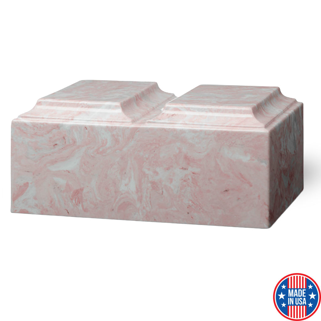 ADULT Cultured Marble Tuscany Double Companion Urn Pink