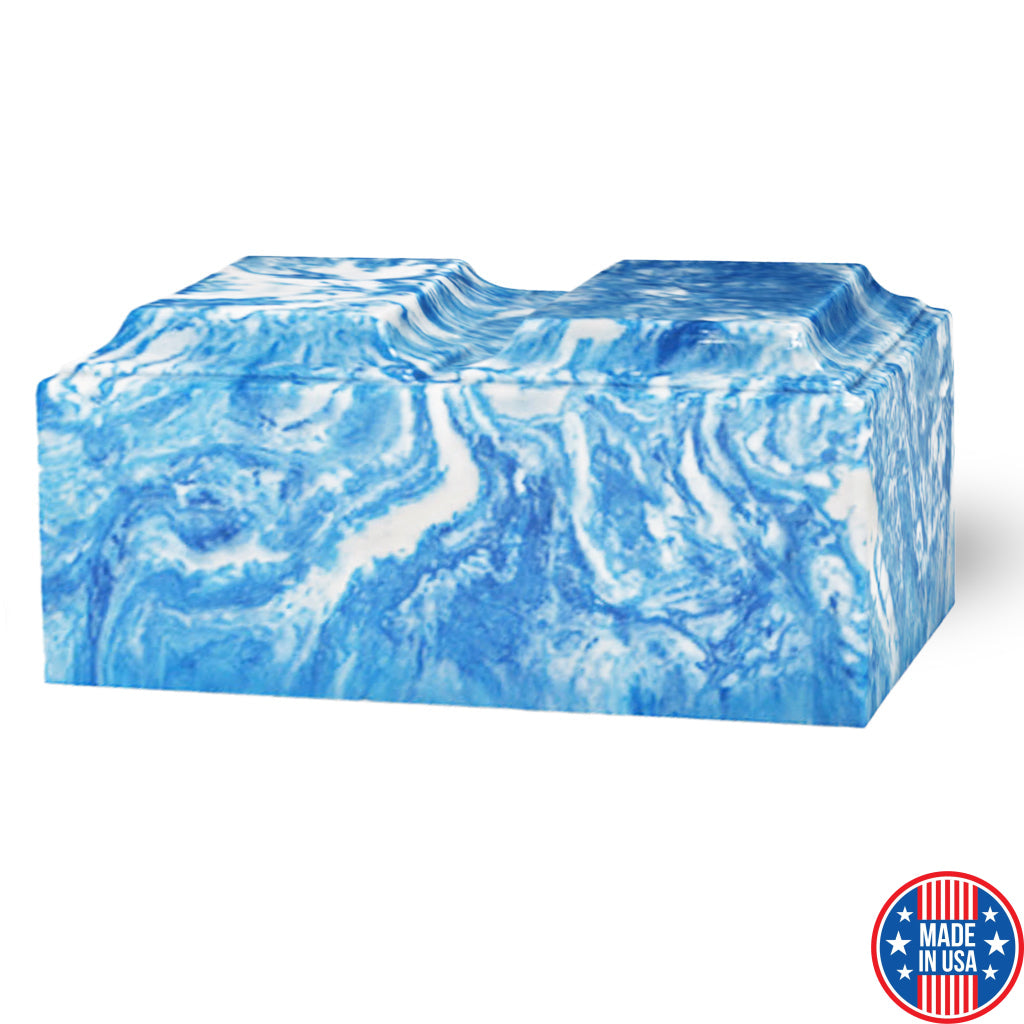 ADULT Cultured Marble Tuscany Double Companion Urn Sky Blue