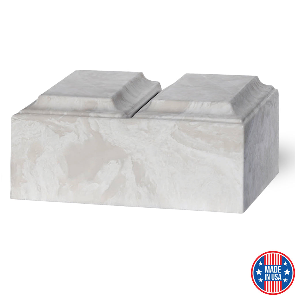 ADULT Cultured Marble Tuscany Double Companion Urn White Carrera