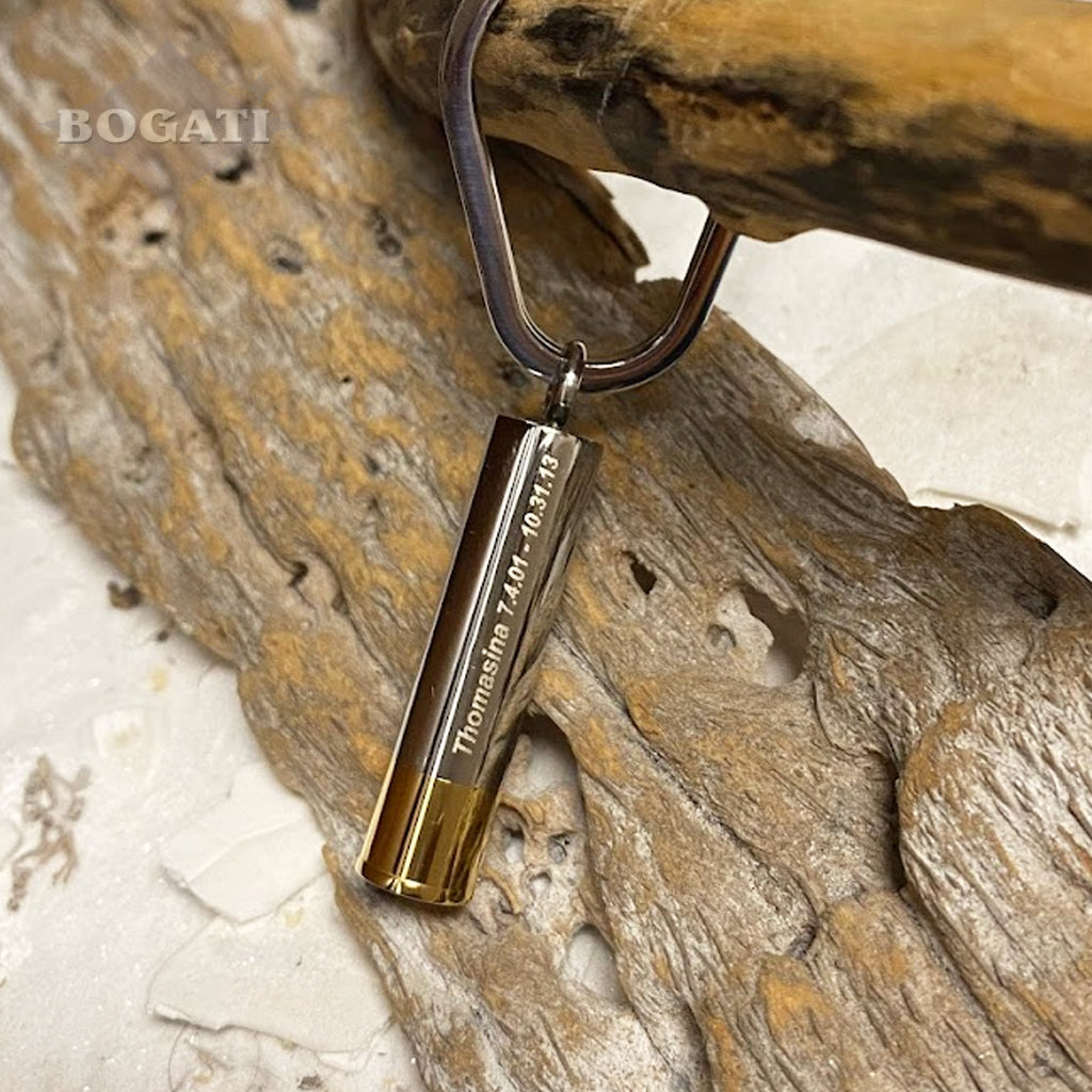 J-1030 - Shotgun Shell Silver & Gold Tones Keychain