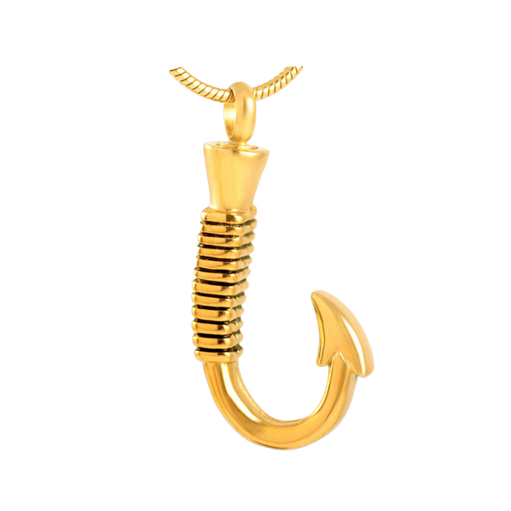 J-049 - Fish Hook - Pendant with Chain Gold