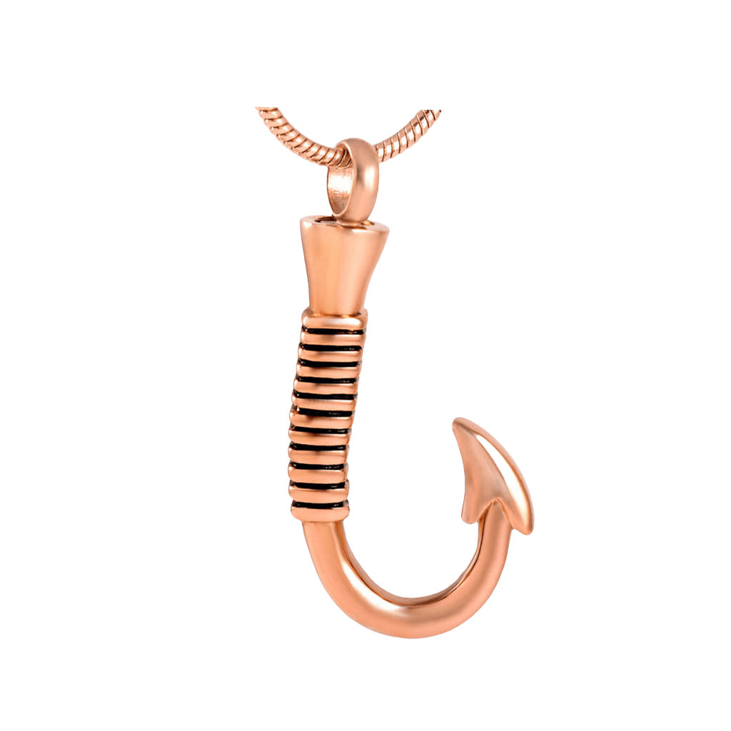 J-049 - Fish Hook - Pendant with Chain Rose Gold