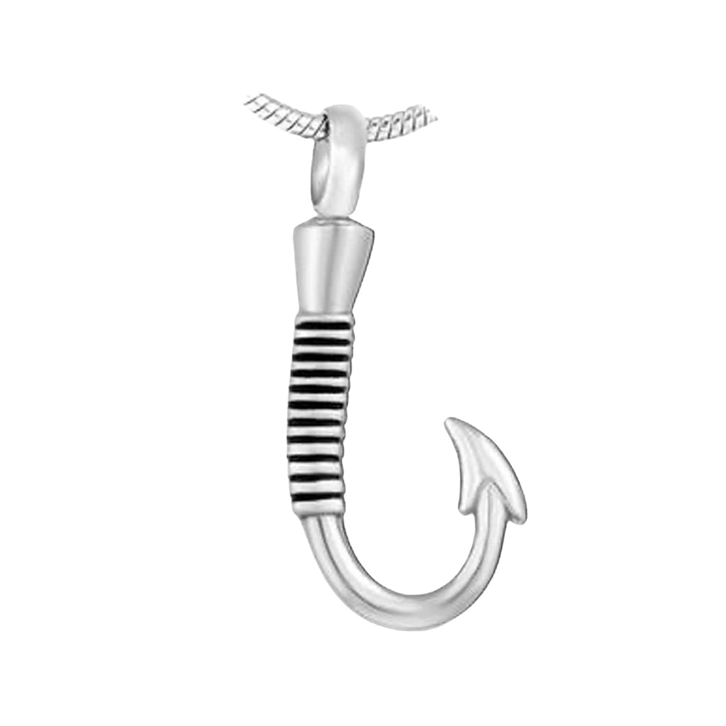 J-049 - Fish Hook - Pendant with Chain Silver
