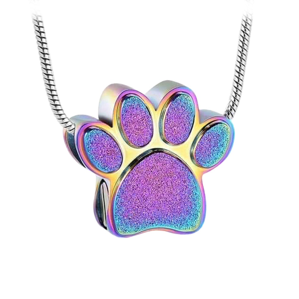 J-158 - Mini Paw - Pendant with Chain Rainbow