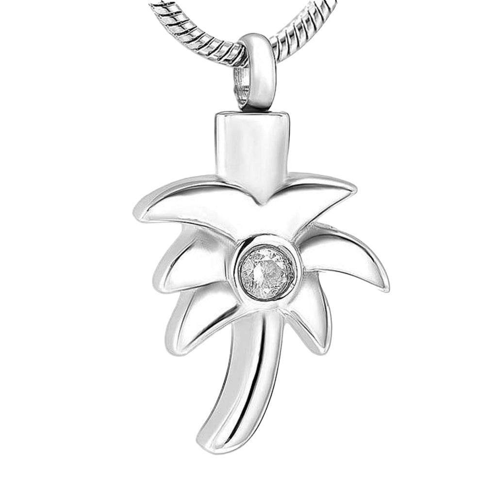 CLEARANCE - J-162 Palm Tree with Rhinestone - Pendant with Chain Clear