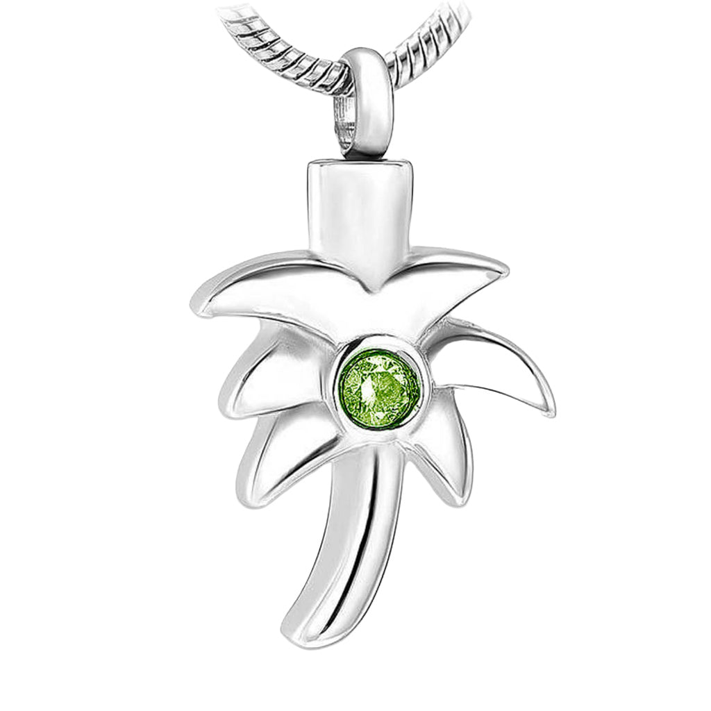 CLEARANCE - J-162 Palm Tree with Rhinestone - Pendant with Chain Green