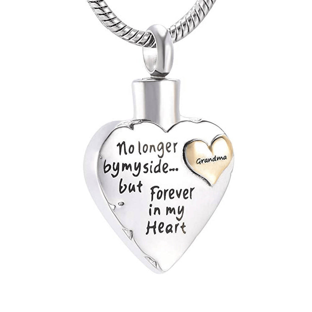 J-1926 - Silver-tone Family Heart - Pendant with Chain Grandma