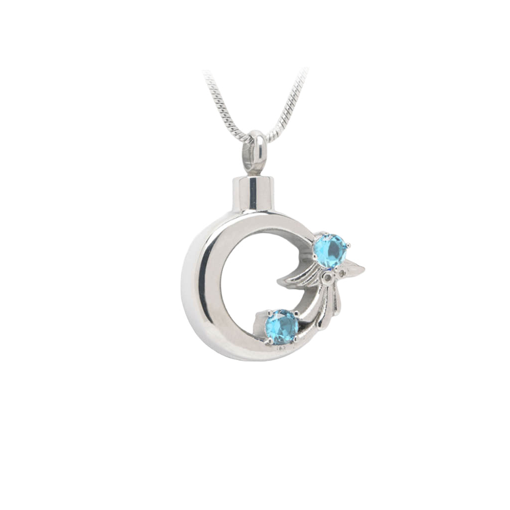 CLEARANCE - J-1948 - Angel Wreath with crystal Stones - Pendant with Chain Aquamarine