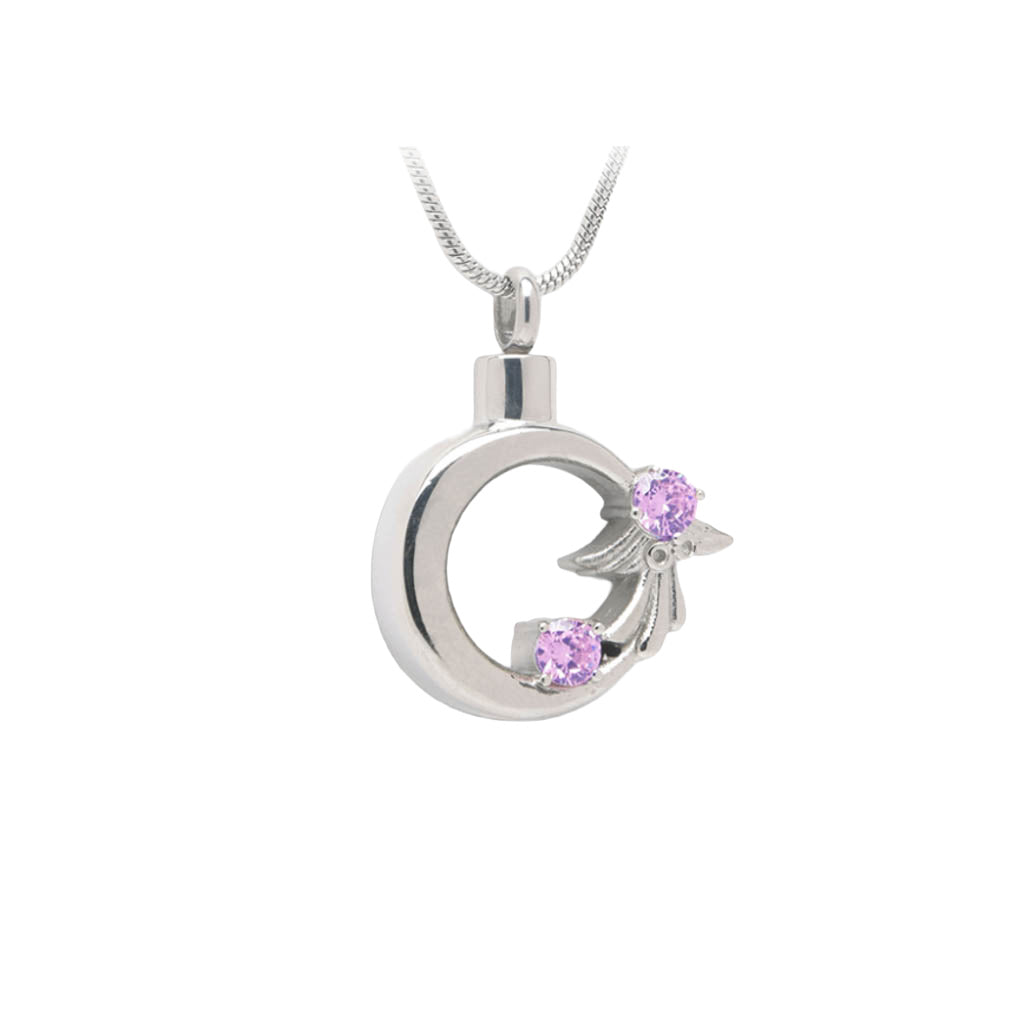 CLEARANCE - J-1948 - Angel Wreath with crystal Stones - Pendant with Chain Lavender