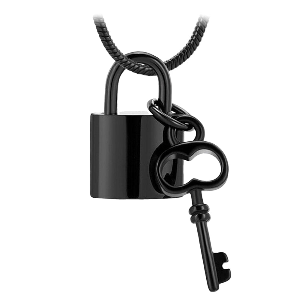 J-197 - Lock And Key ~Pendant With Chain Black