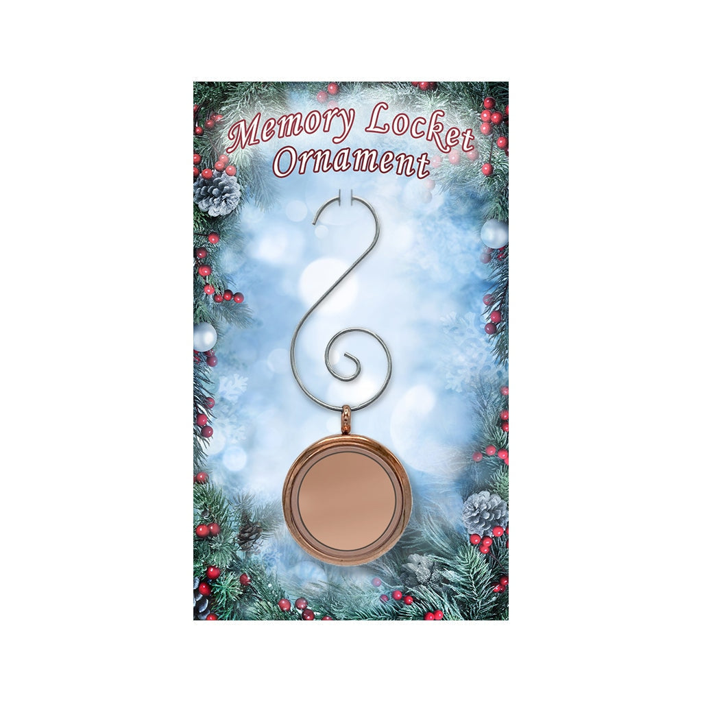 (Christmas themed) J-2060 Cherished Memory Locket Ornament Rose Gold