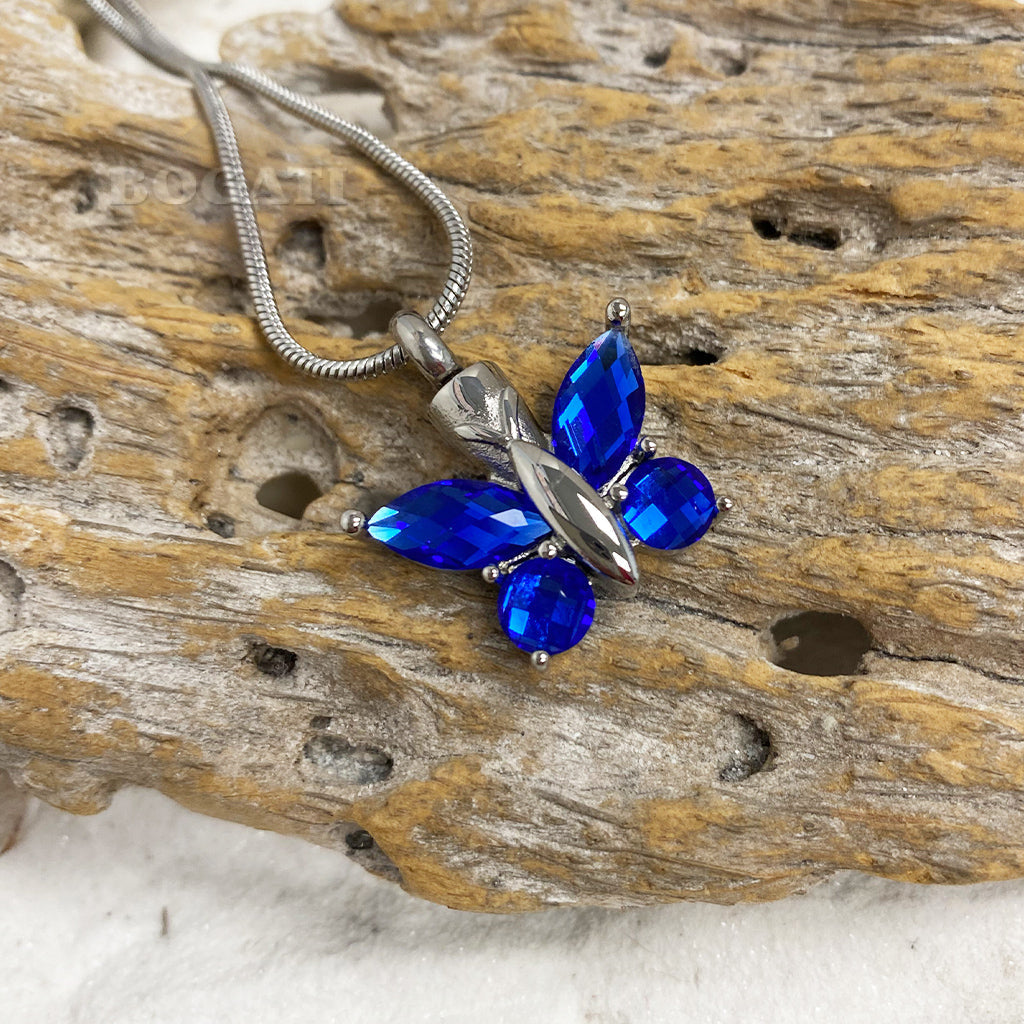 Cut Glass Butterfly - Pendant with Chain | Bogati Urn Company