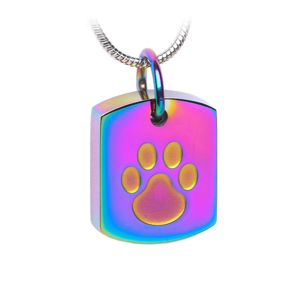 J-8003 Tag With Paw Print - Pendant Chain Multicolor