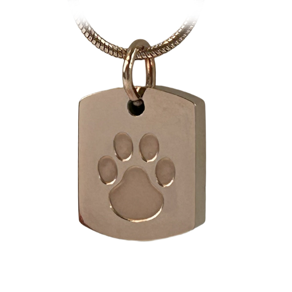 J-8003 Tag with Paw Print - Pendant with Chain Rose Gold