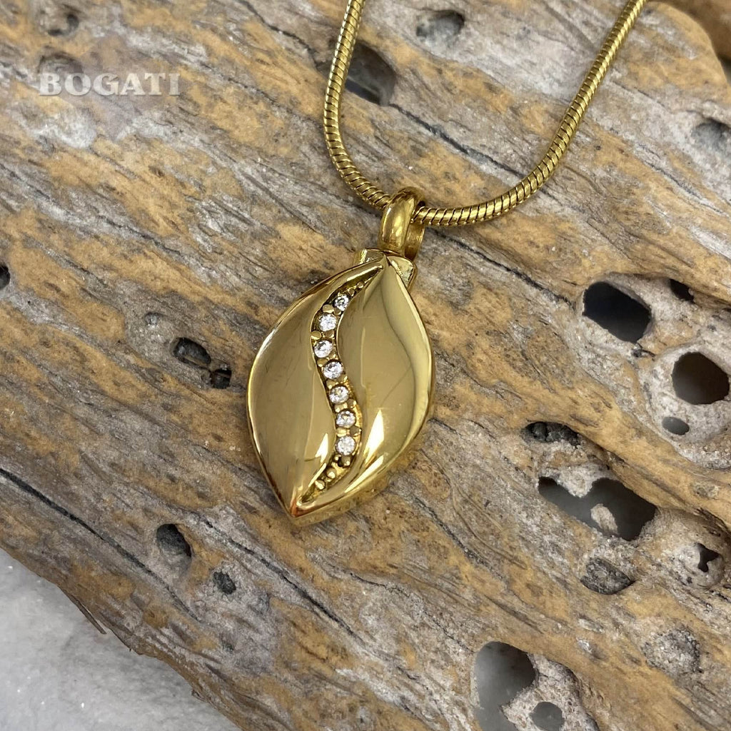 CLEARANCE - J-8470 - Undulating Crystals Teardrop - Pendant with Chain Clearance