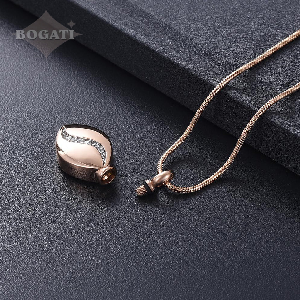 CLEARANCE - J-8470 - Undulating Crystals Teardrop - Pendant with Chain Clearance