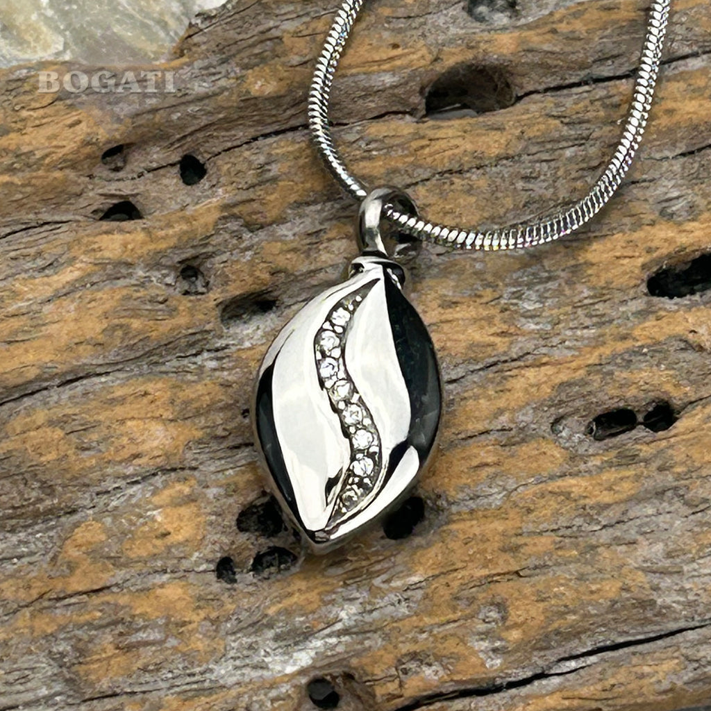 CLEARANCE - J-8470 - Undulating Crystals Teardrop - Pendant with Chain Clearance