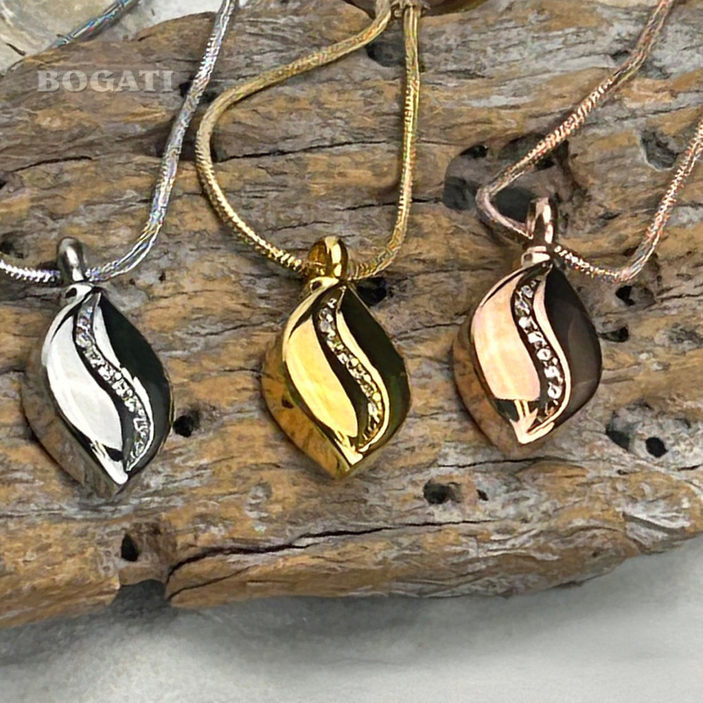 CLEARANCE - J-8470 - Undulating Crystals Teardrop - Pendant with Chain Clearance