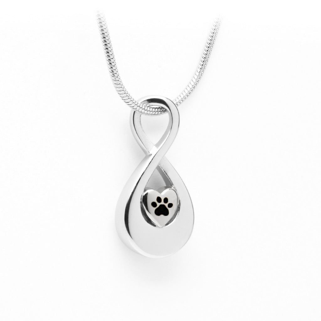 J-990 - Infinity Symbol with Heart and Paw Print Silver