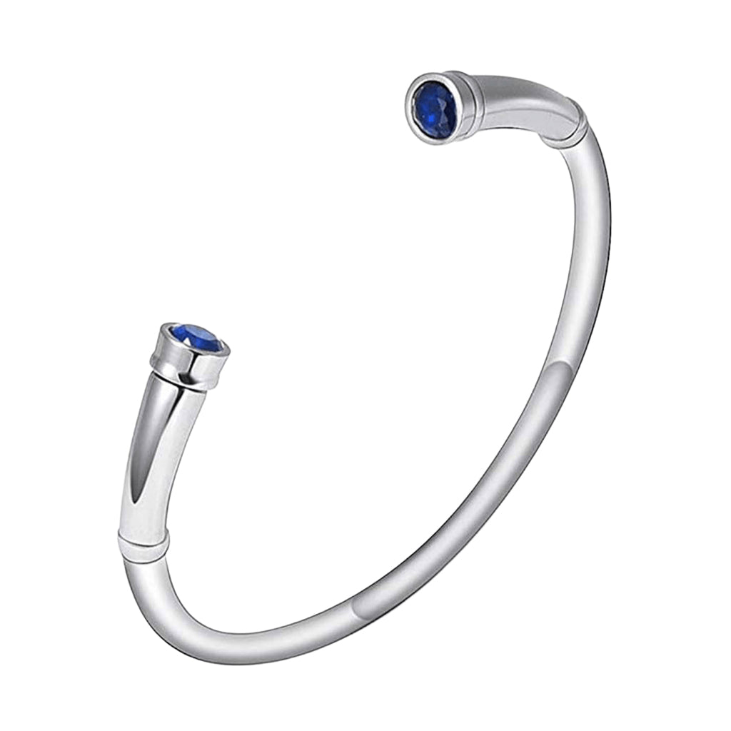 J-BANGLE 01 – Jeweled Silver-tone Bangle with Crystal Stones Dark Sapphire Blue