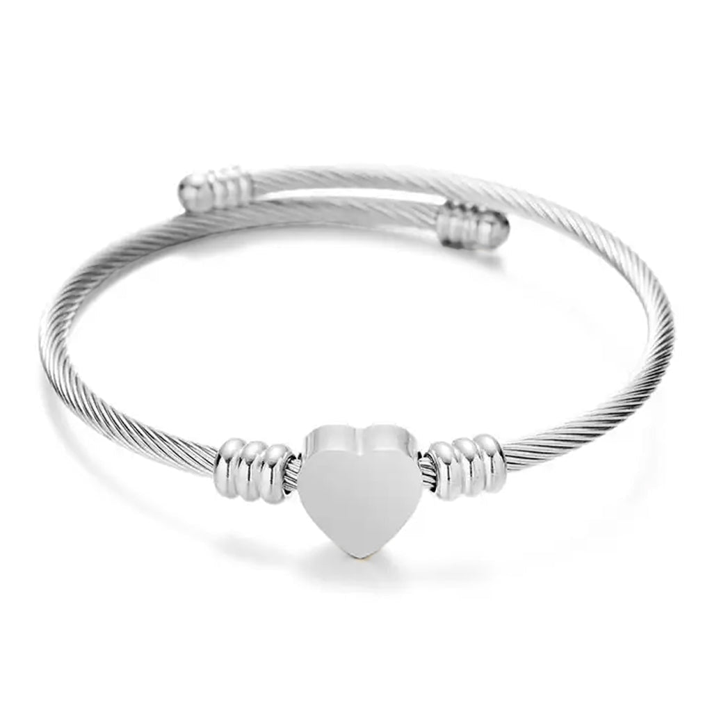 J-Brac-19 Cable Bracelet With Heart Silver