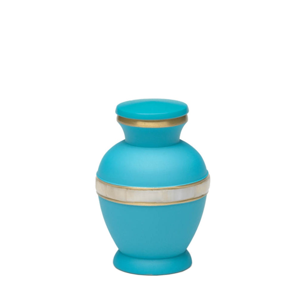 KEEPSAKE Brass urn -5000-2 - Matte Mother of Pearl Turquoise