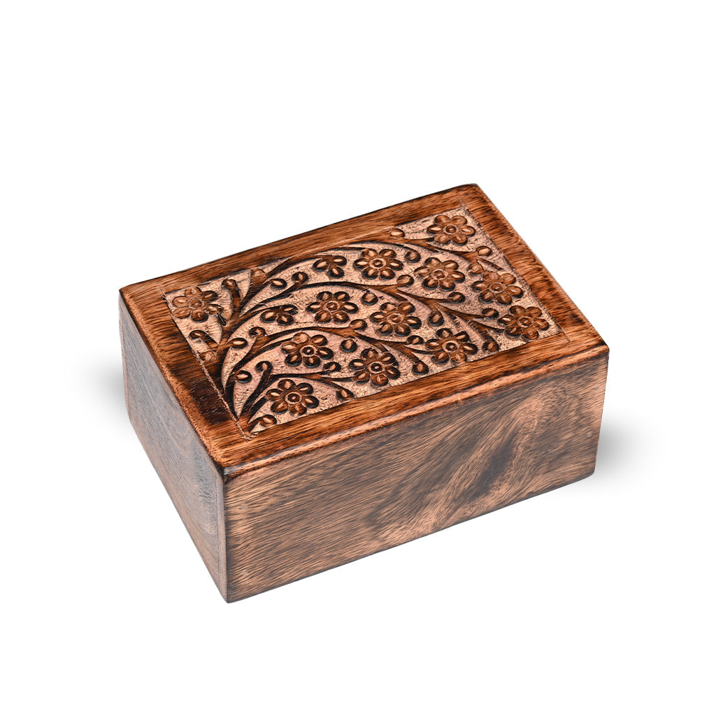 SMALL Mango wood Urn -2820 - Tree of Life