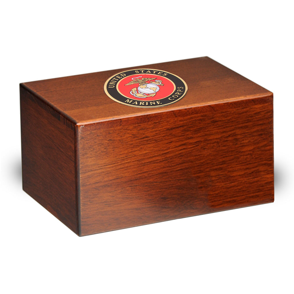 ADULT Paulownia Urn -PY01- with US Military Emblem Marine Corps