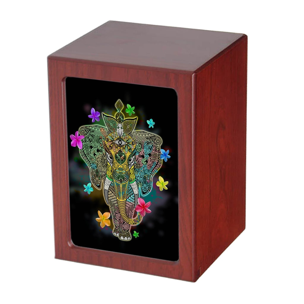 EXTRA LARGE Photo Frame Urn - PY06 - Zentangle Elephant Cherry