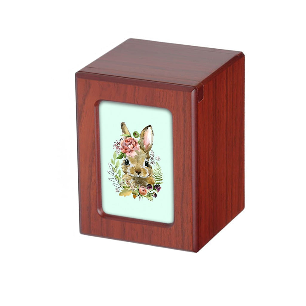 SMALL PY06 Photo Frame Urn - Rabbit & Floral Crown Cherry