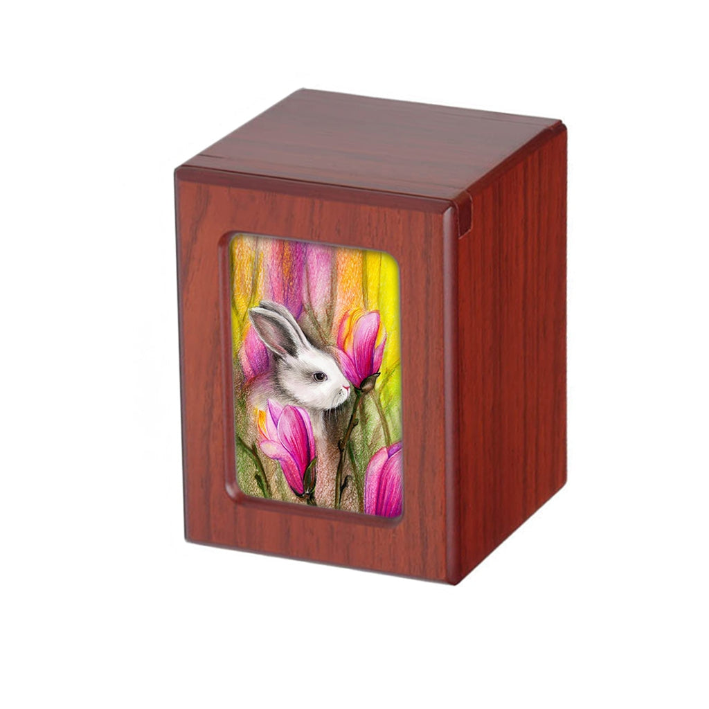 SMALL PY06 Photo Frame Urn - Rabbit with Tulips Cherry