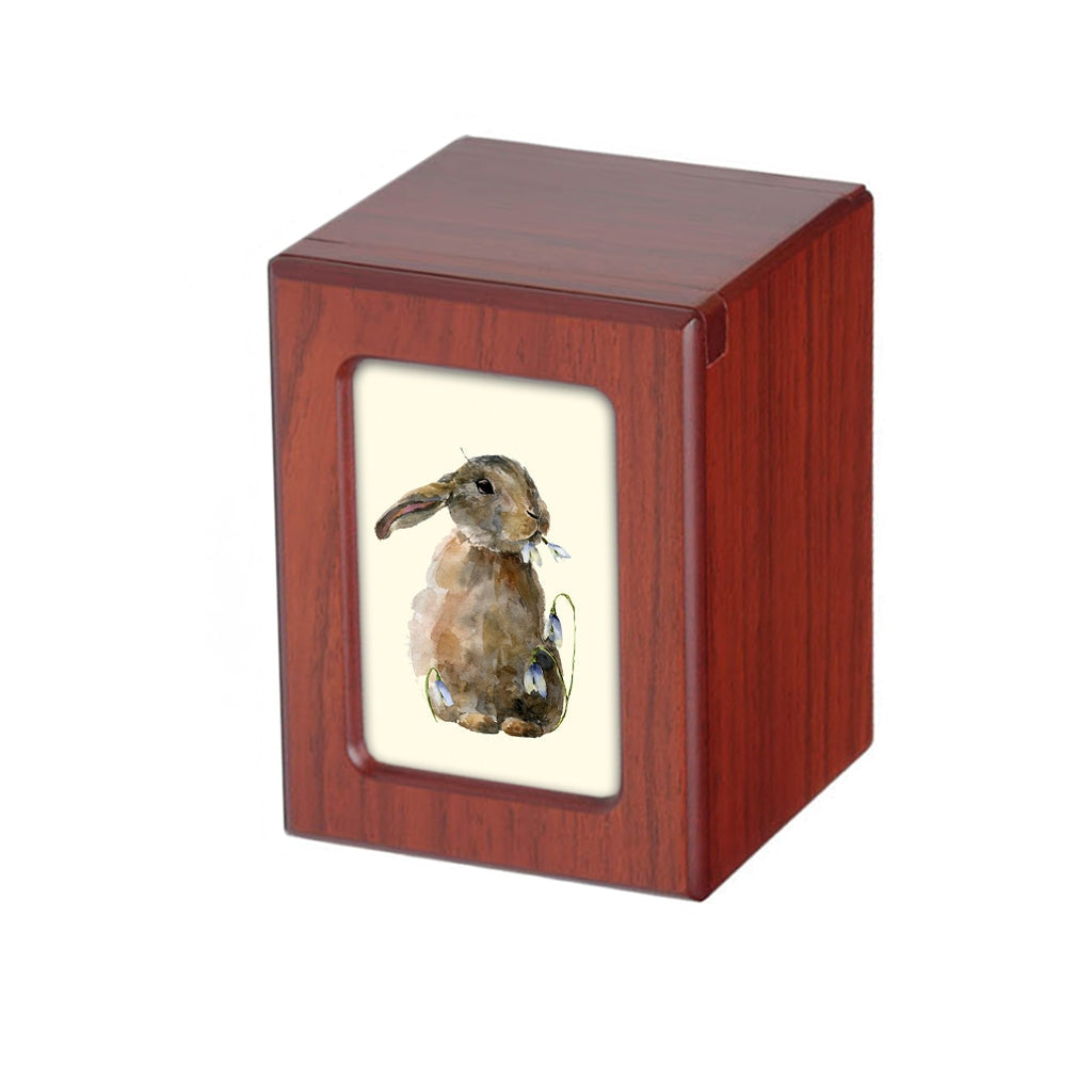 SMALL PY06 Photo Frame Urn - Watercolor Brown Rabbit Cherry