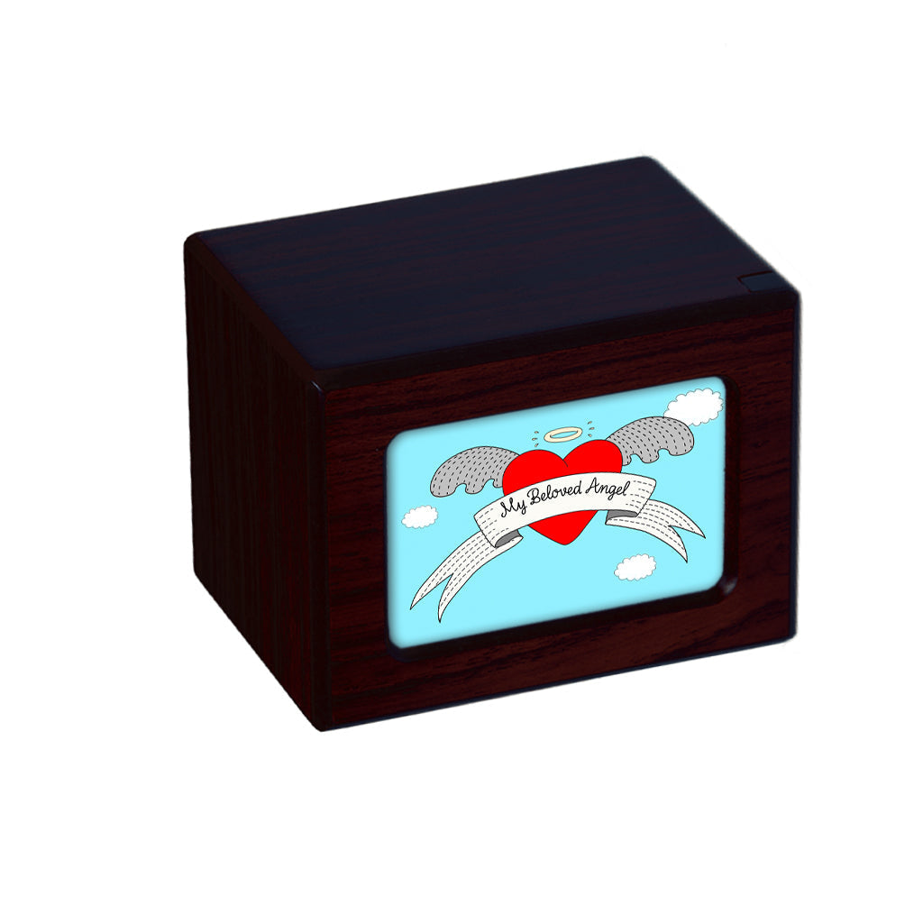 SMALL PY06 Photo Frame Urn - My Beloved Angel Dark Cherry